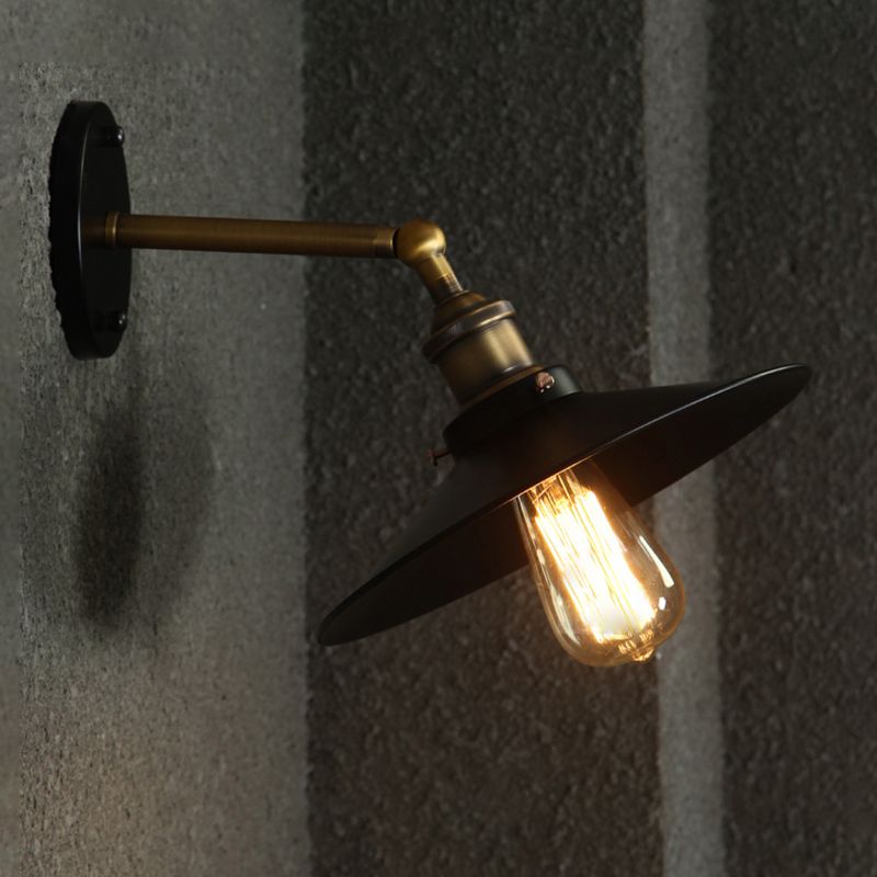 Industrial Style Wall Sconce Metal 1 Light Sconces in Black for Bedroom