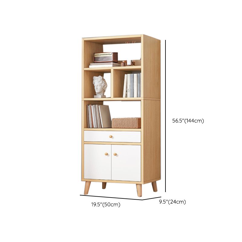 Engineered Wood Bookcase Standard Contemporary Bookshelf with Drawers