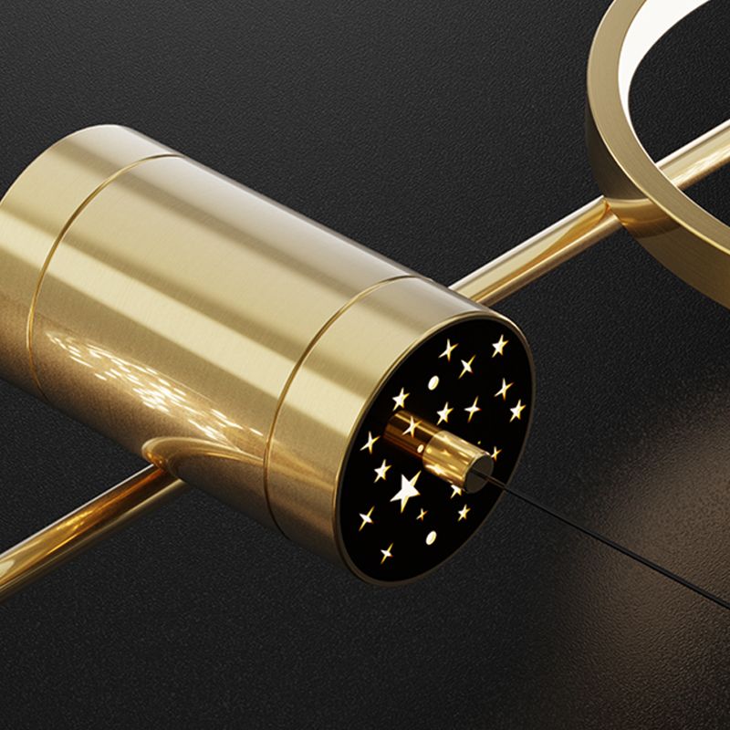 Zeitgenössisches Insel Licht Geometrisches Metall 7-Licht-Insel Deckenleuchte