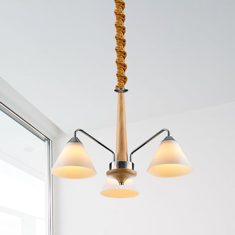 Chrom und Holz konischem Kronleuchter modern