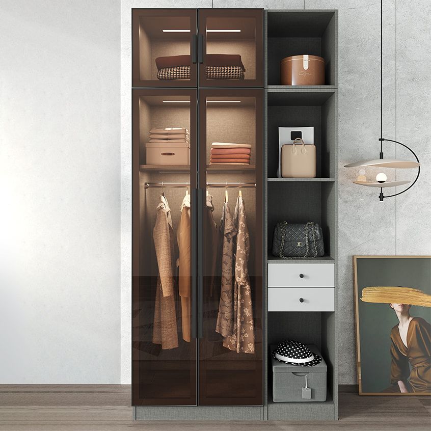 Mirrored Finish Cabinet with Glass Door Contemporary Interior Storage Cabinet