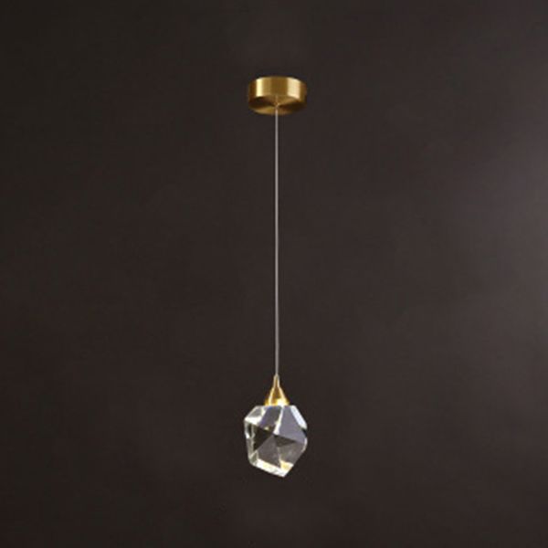 Luz colgante LED de cristal dorado en lámpara colgante geométrica de cobre de estilo artístico moderno