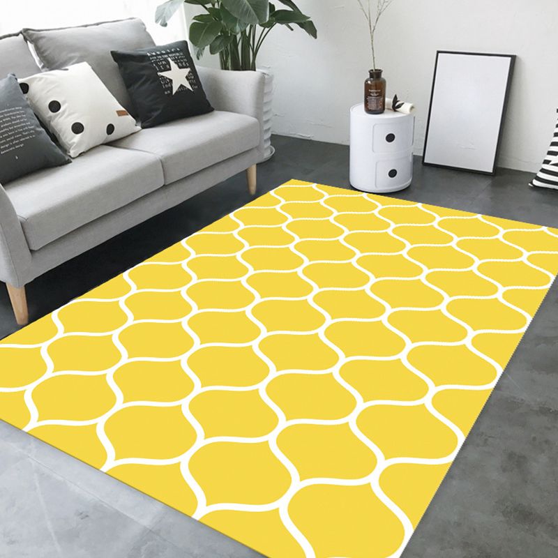 Minimalist Modern Rug Multicolor Geometric Trellis Print Carpet Anti-Slip Machine Washable Pet Friendly Rug for Room