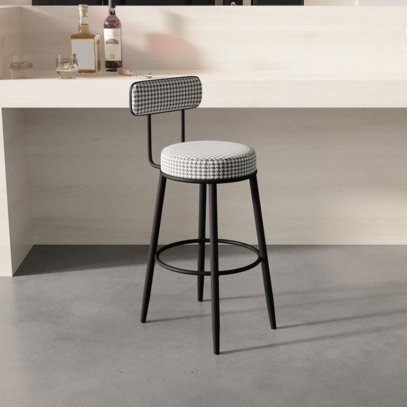 Fabric Upholstered Armless Bar Stools Scandinavian Round Seat Barstool