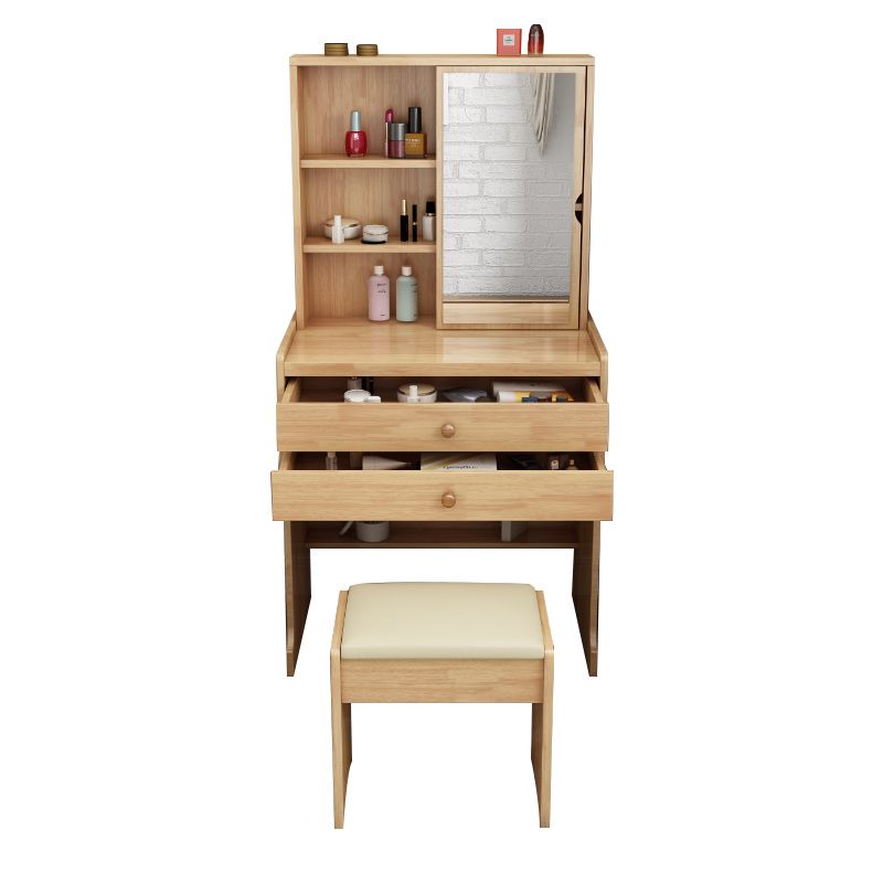 Scandinavian Dressing Table with Mirror and Drawer Solid Wood
