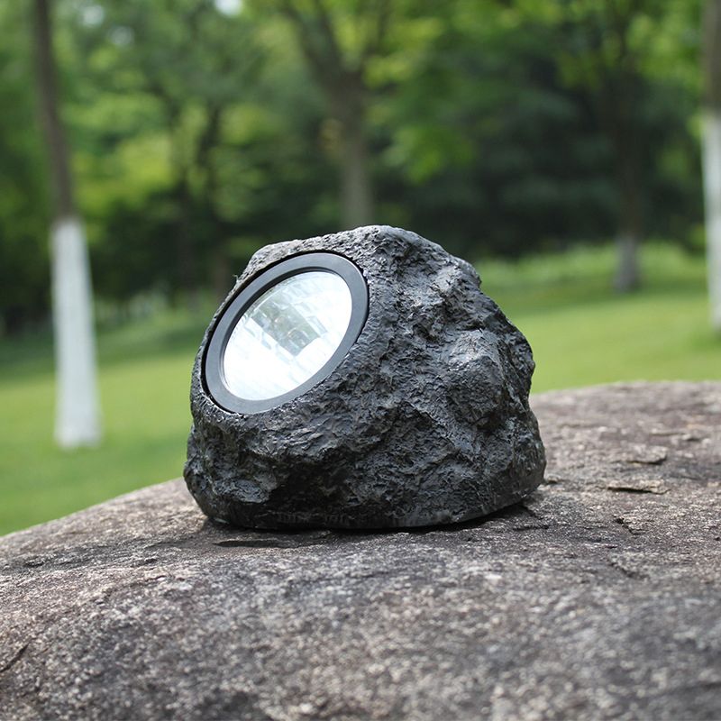 1 Piece Stone Shape Outdoor Solar Lawn Lighting Resin Decorative LED Ground Spotlight