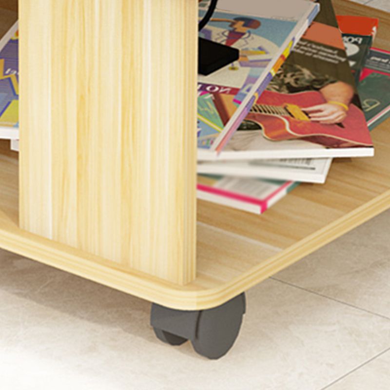 Square with Casters Side Table Wooden 19.69" High Shelf Included End Table