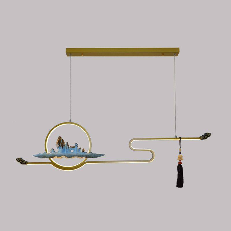 Accesorios de iluminación colgante lineal de 2 luces luces colgantes de sala de té modernas con sombra de metal