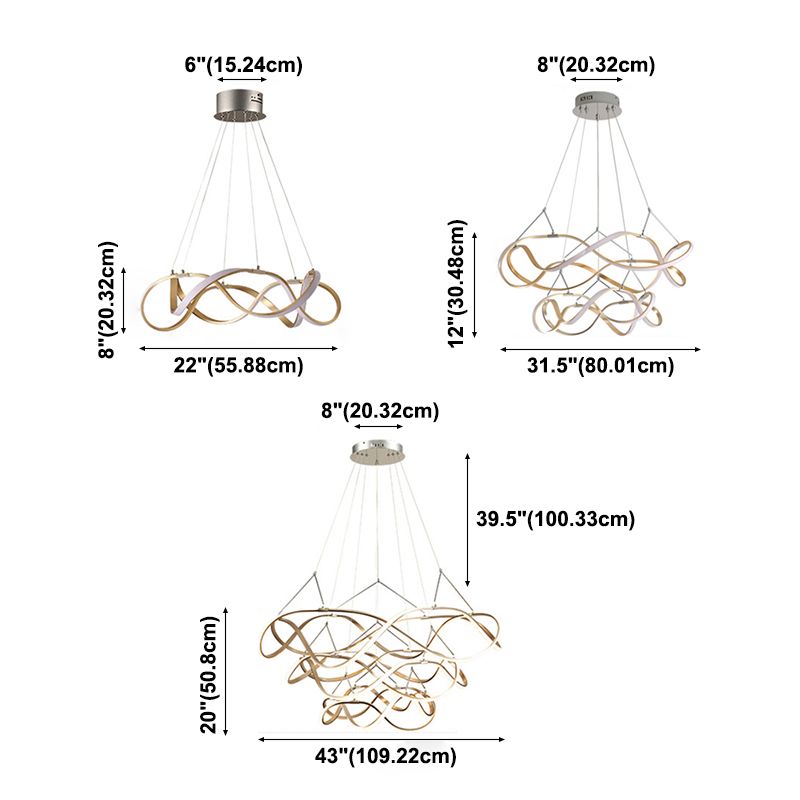 Multi Lights Aluminum Chandelier Lighting Fixtures Modern Style Multi-Tier Pendant Light