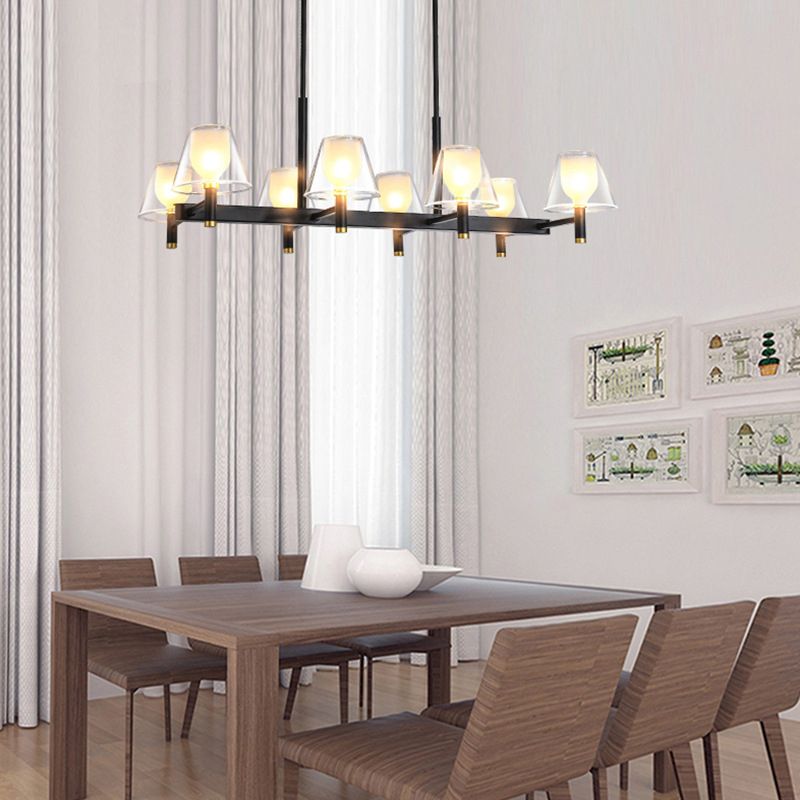 Industrial Island Light Glass Pendant Lighting Fixture for Dining Room