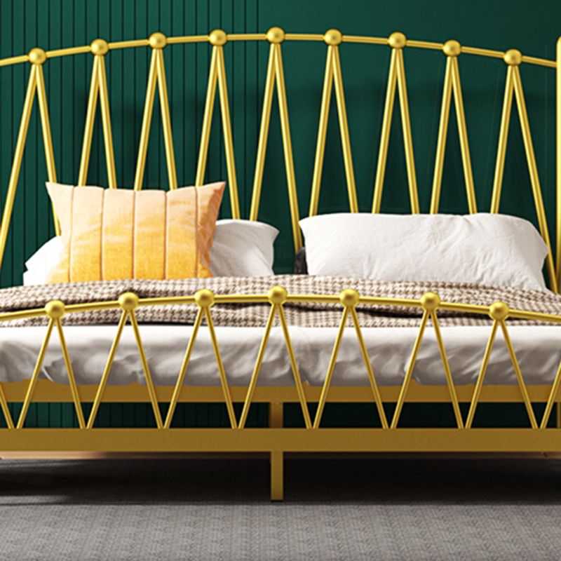 Glam Solid Color Open-Frame Bed Metal Open-Frame Bed with Metal Legs