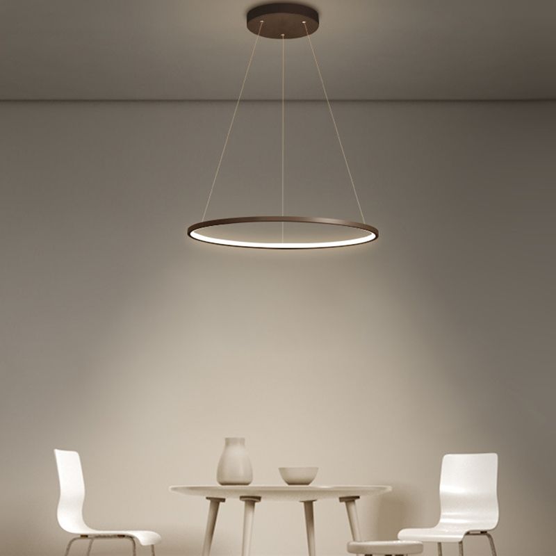 Linear Metal Pendant Light Fixture Modern Style 1 Light Hanging Light Fixture in Brown