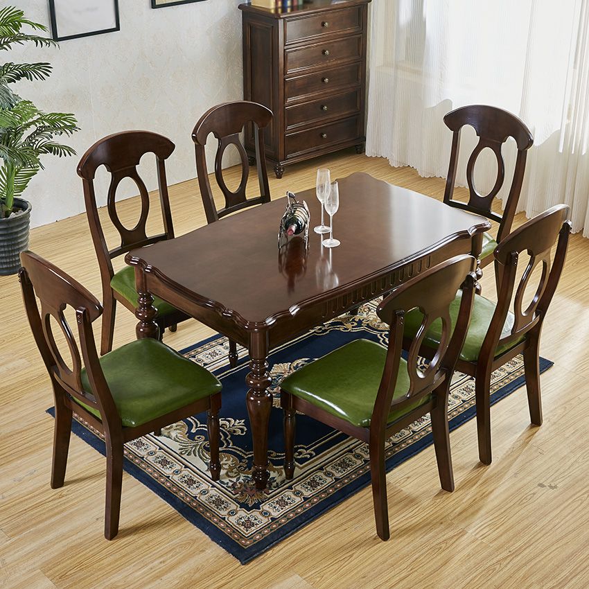 Mid-Century Dining Table Rectangle Solid Wood 4 Legs Dining Table for Home Use