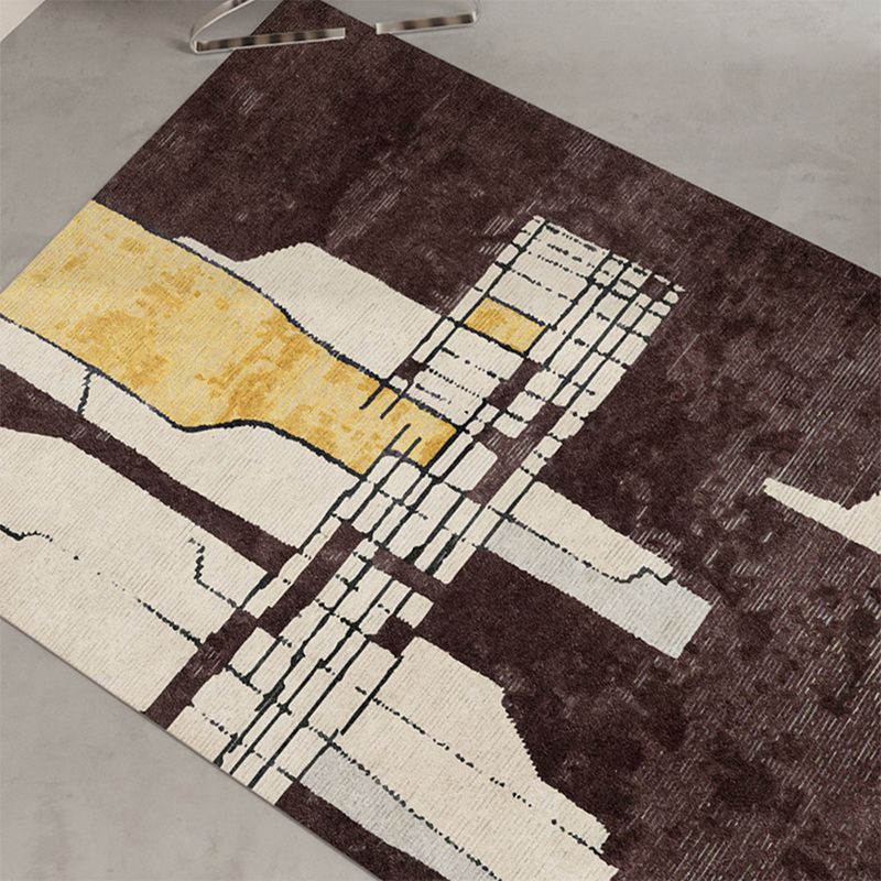 Modern gebied tapijt funky bruin tapijt woonkamer wasbaar polyester tapijt met niet-slip rug