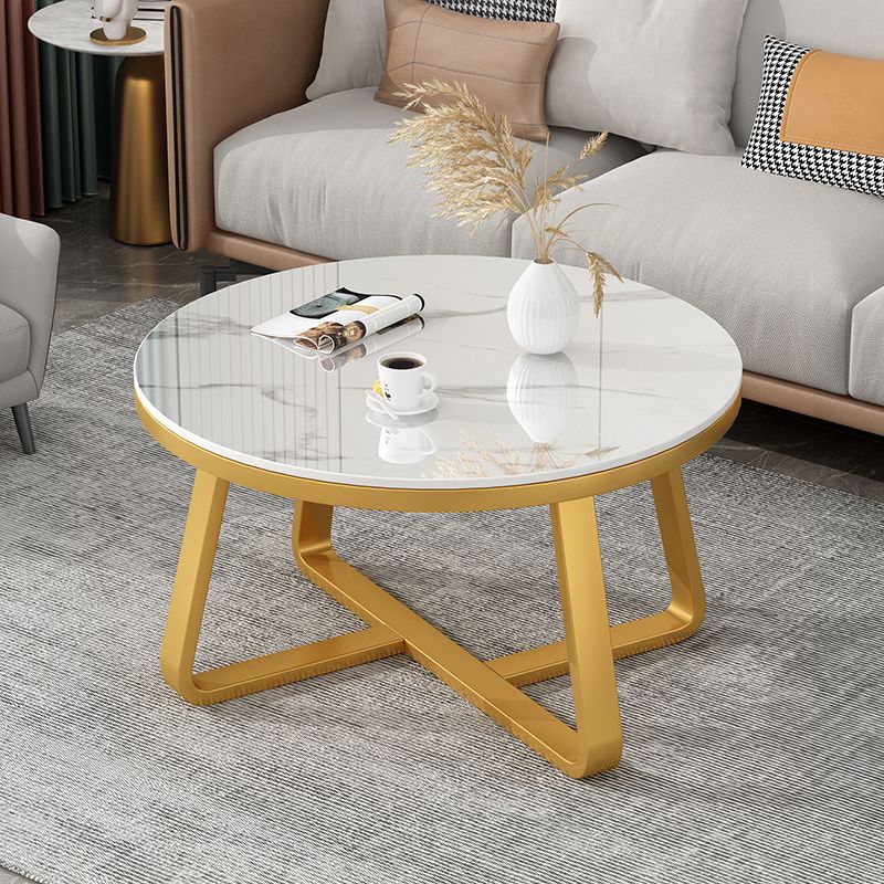 Slate Single Coffee Table Frame Round Coffee Table for Living Room