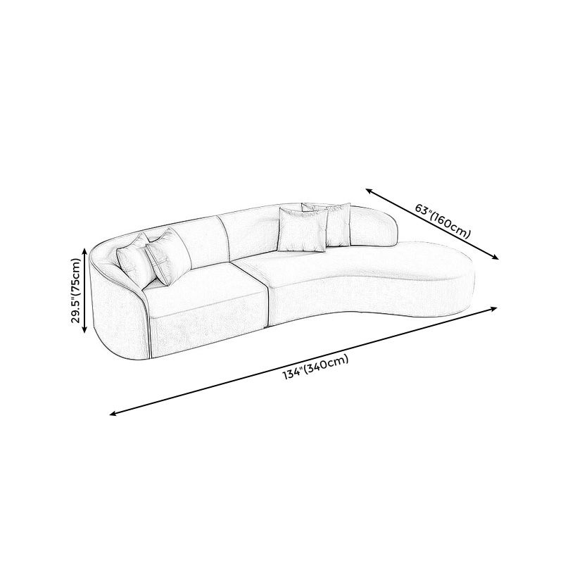 Scandinavian Cream Tight Back Sofa/Sectional with Curved Corner for Living Room