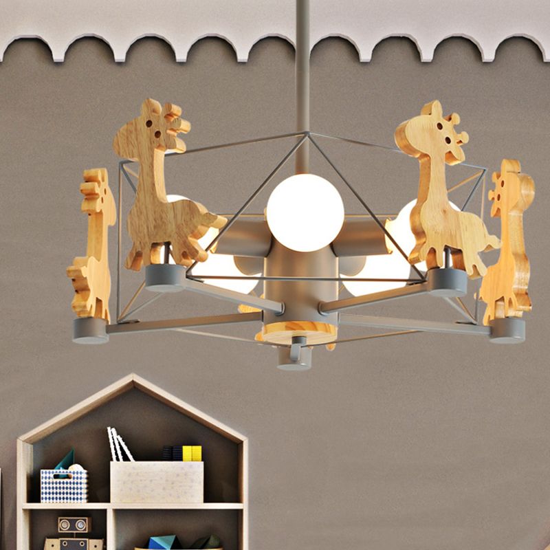Colorful Simple Chandelier Macron 5-Light Hanging Light for Kid Room