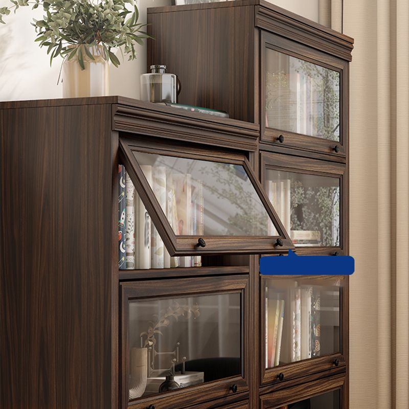 Modern Closed Back Standard Bookshelf Wooden Bookcase in Brown