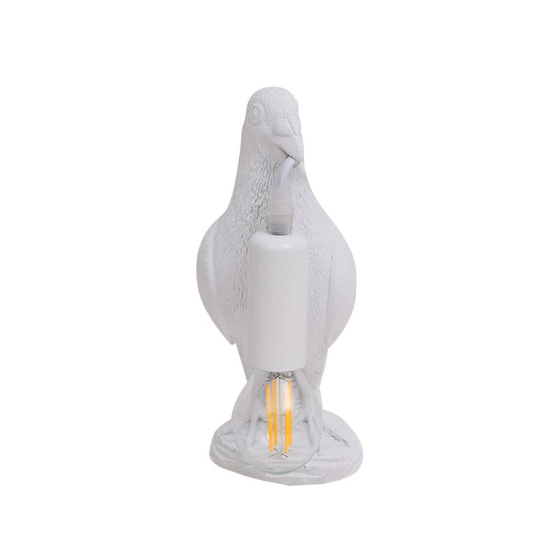 Nordic Style Bird Shaped Desk Light 1 Light Resin Night Table Lamp in White/Black for Bedroom