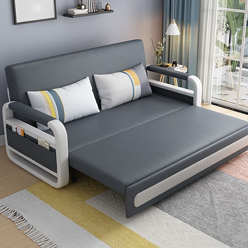 Tight Back Convertible Fabric Sofa Bed High Wear Resistance Square Arm Sofa Bed