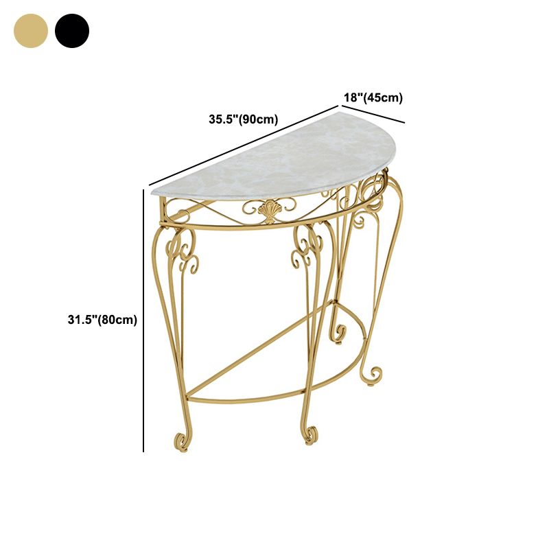 Modern Marble Console Sofa Table Half Moon End Table for Hall