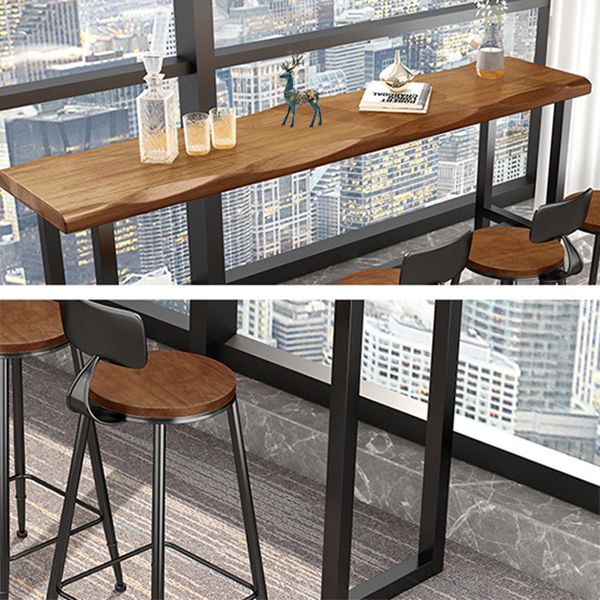 Modern Natural Counter Wine Table Solid Wood Fixed Table Indoor Patio Bar Table