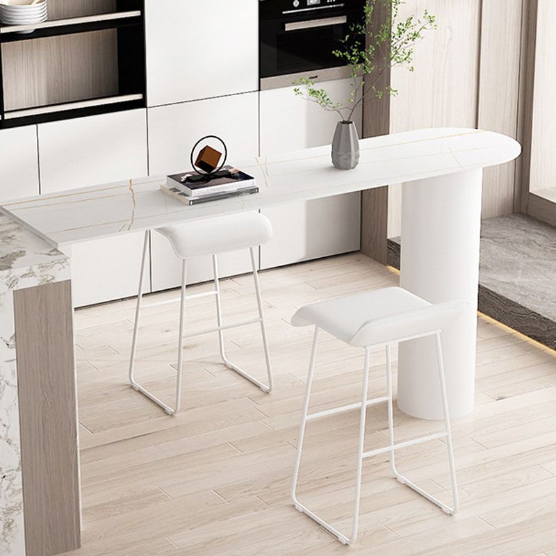 White Modern Style Bar Table in Iron Top and Faux Marble Milk Tea Shop Bar Table