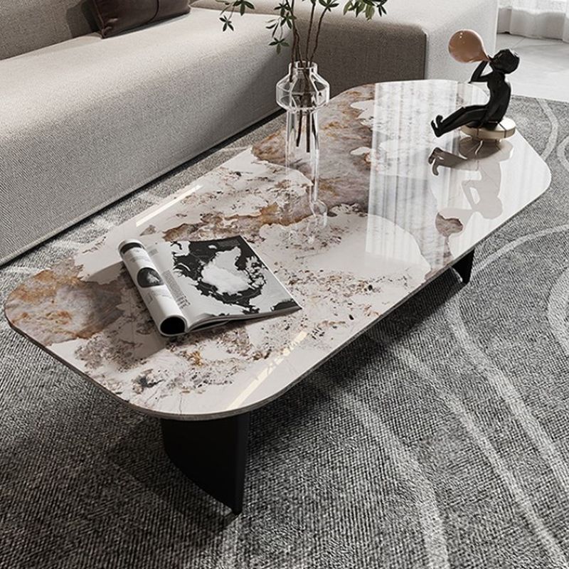 Glam Irregular Slate Top Cocktail Table Sled 15.7" H Coffee Table