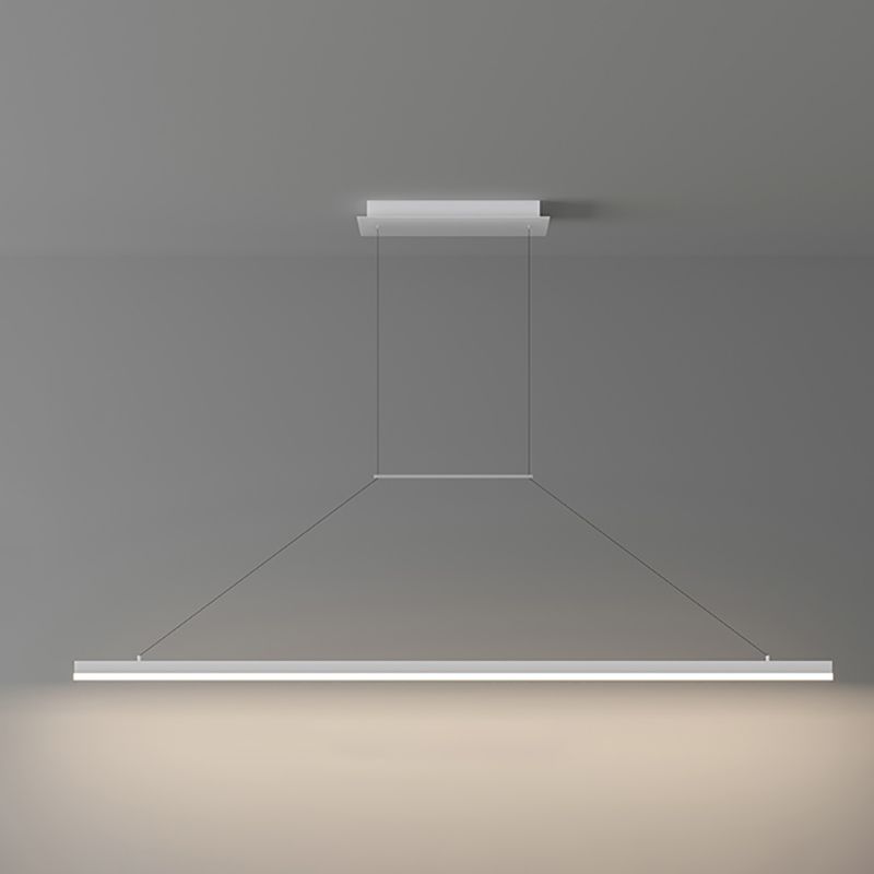 Modern Metal Island Light Linear 1-Head Restaurant Hanging Lamp with Silica Gel Shade