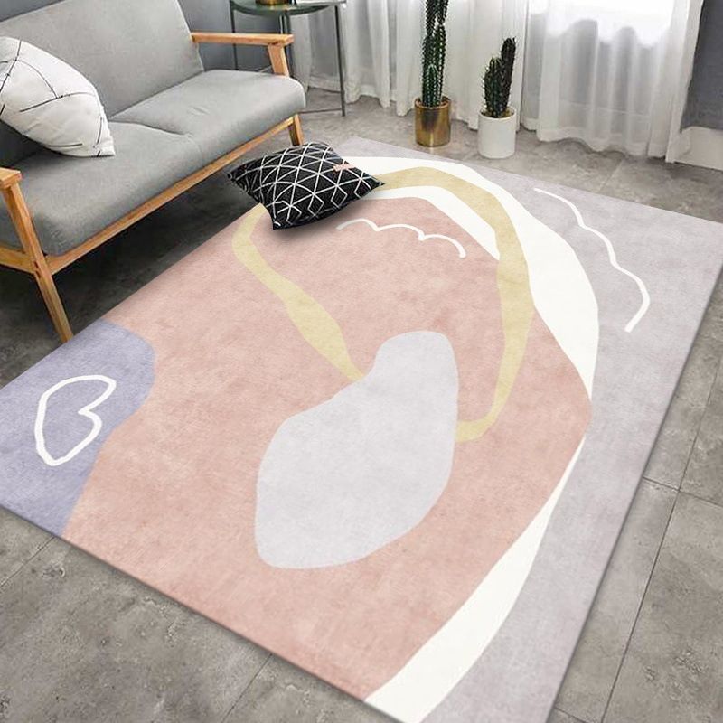 Dark Purple Contrast Color Rug Polyester Simple Rug Non-Slip Backing Rug for Drawing Room