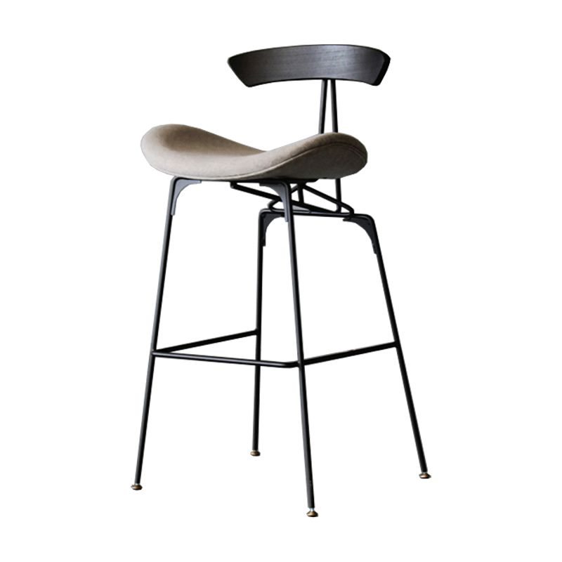 Contemporary Metal Barstool Low Back Faux Leather Cushion Footrest Stool in Matte Finish