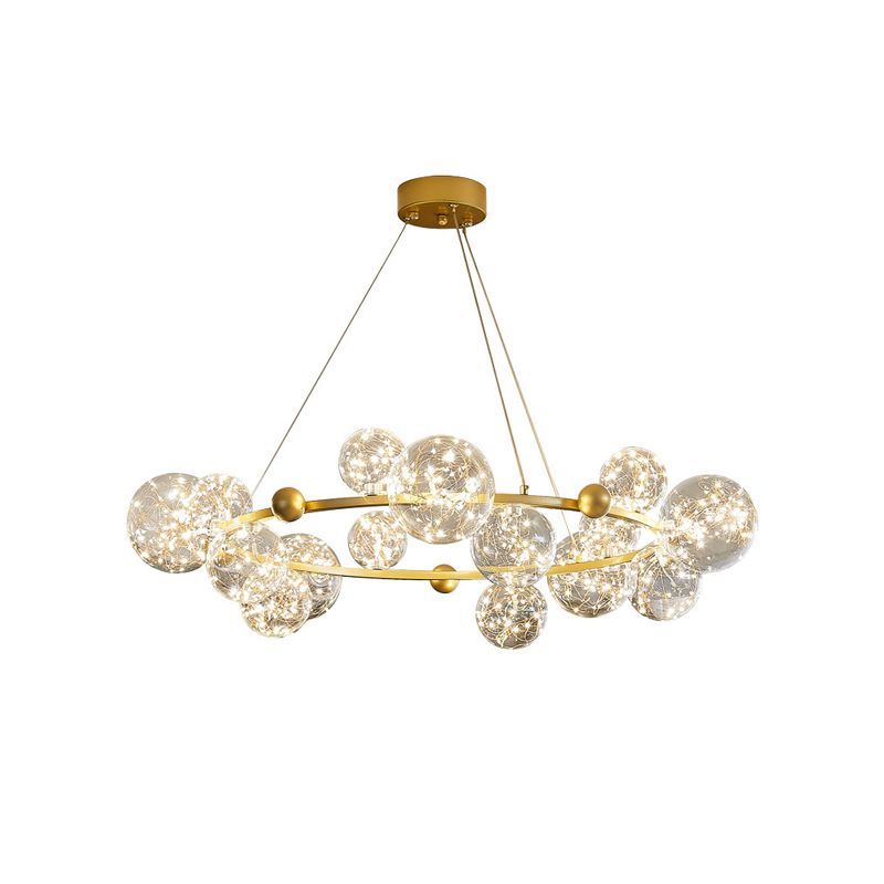 Simple Led Chandelier Light Multi Head Pendant Light with Glass Shade for Living Room