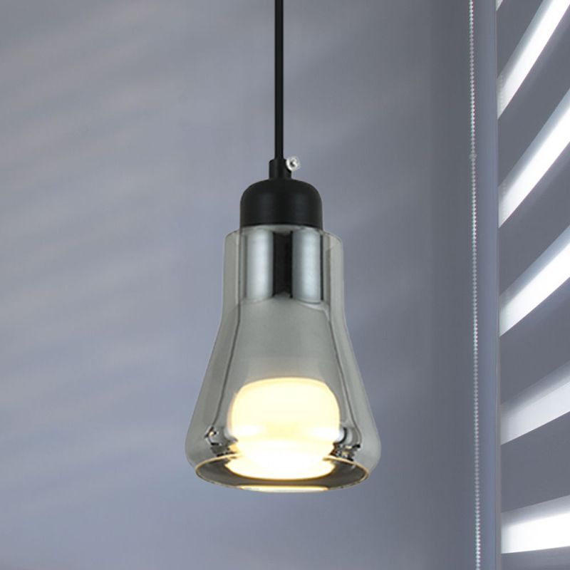 Industriekegel/Untertasse hängende Lampe 1 hellrauchgraues Glas Anhänger Beleuchtung für Schlafzimmer