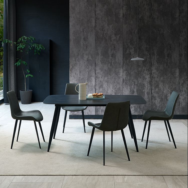 Chaise latérale en cuir de restaurant contemporain finition mate Parsons dinant des chaises