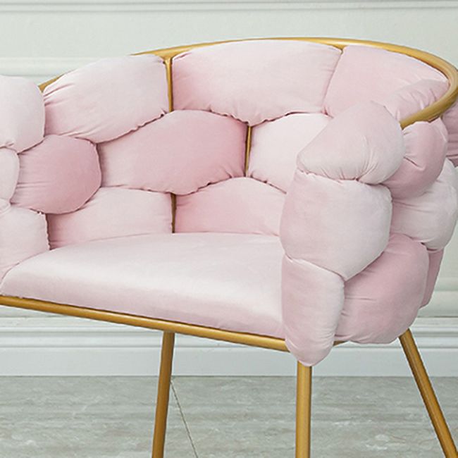 Glam Metal Dining Room Chair Velvet Dining Side Chair for Home Use