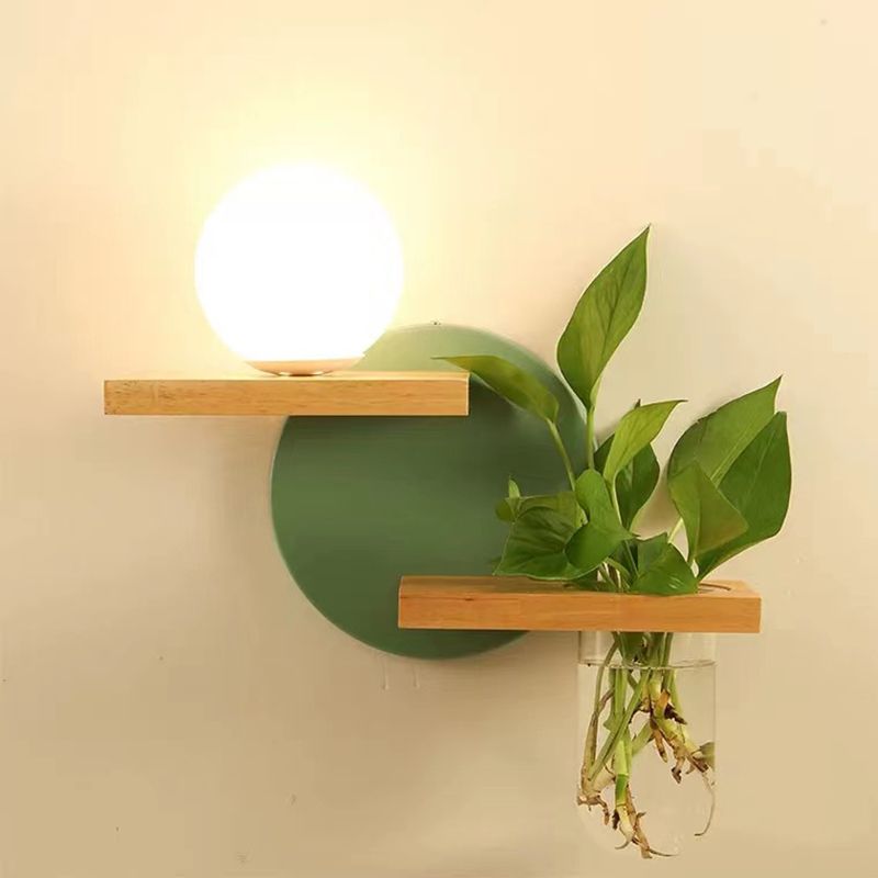 Modern Style Wall Light Fixture Wooden Wall Light Sconce without Plants for Bedroom