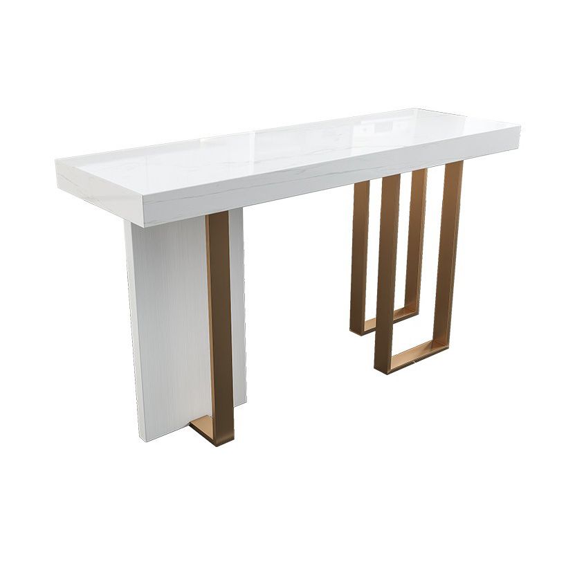 Modern Bar Table 42-inch Height White Artificial Marble Top and Metal Base Bistro Table