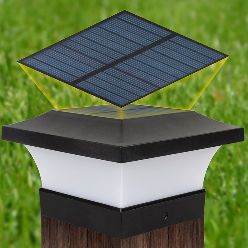Black Contemporary Metal Pillar Lamp Square Shape Outdoor Waterproof Light