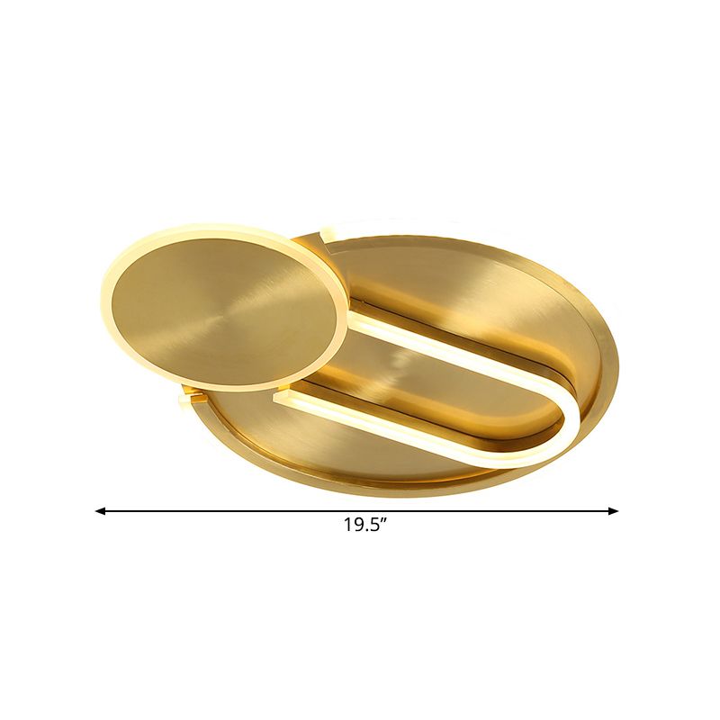 Gold Geometric Flush Light Fixture Modern Metal LED Ceiling Flush Mount in 3 Color/White Light for Bedroom