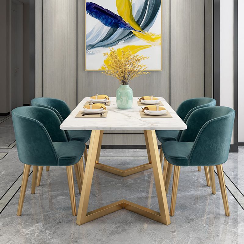 Mesa de comedor rectangular de lujo tradicional, muebles de mármol para el hogar