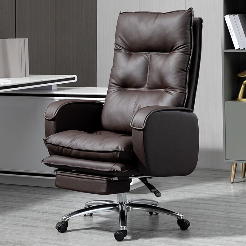 Armless Chair Modern No Distressing Leather Ergonomic Office Chair with Wheels