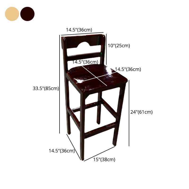 Zeitgenössischer Barhocker aus massivem Holz, Bristol-Barhocker mit Fußstütze und niedriger Rückenlehne
