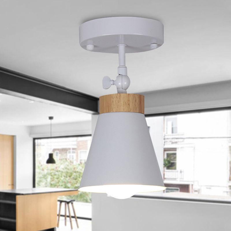 Plafoniera da incasso con paralume affusolato regolabile Plafoniera modernista in metallo a 1 luce nero/bianco