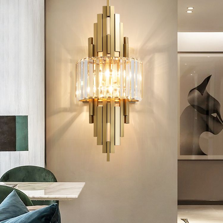 Half Shade Bedroom Wall Sconce Lighting Crystal Nordic Style Wall Lighting Fixture in Gold