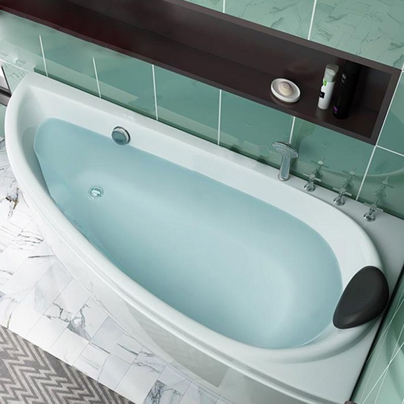 Back to Wall Corner Bathtub Acrylic White Modern Soaking Bath