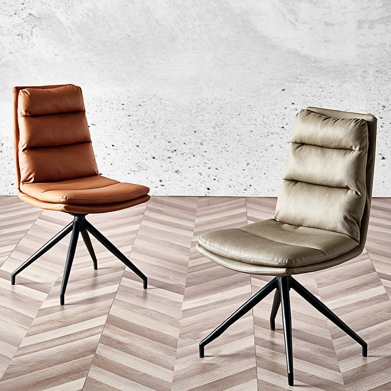 Contemporary No Arm Task Chair Leather Desk Chair for Office