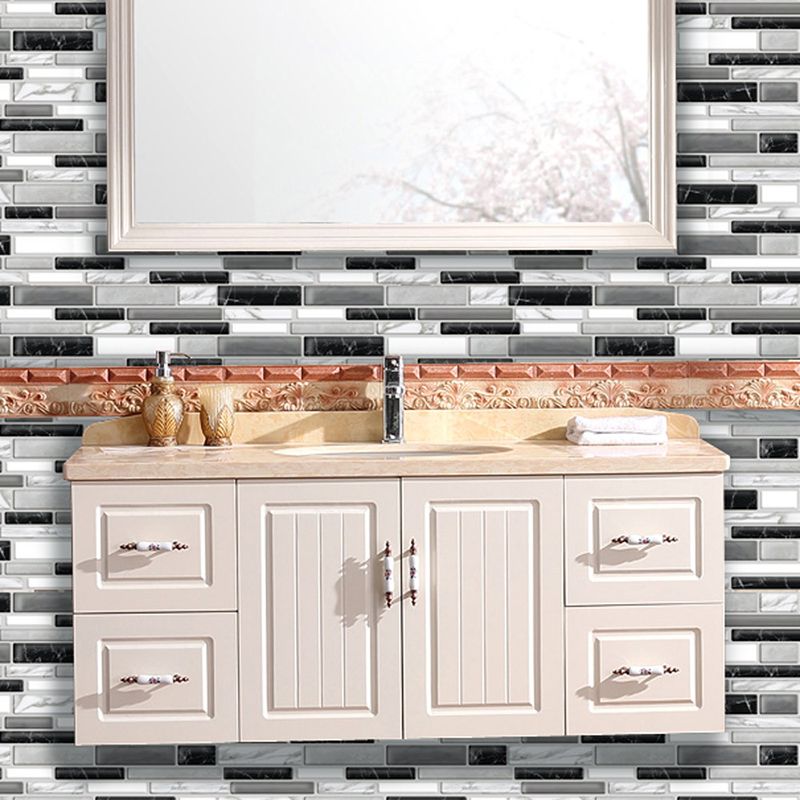 Brick Peel off Wallpapers Rustic Neat Mosaic Tile Wall Decor in Dark Color, 12' x 12"