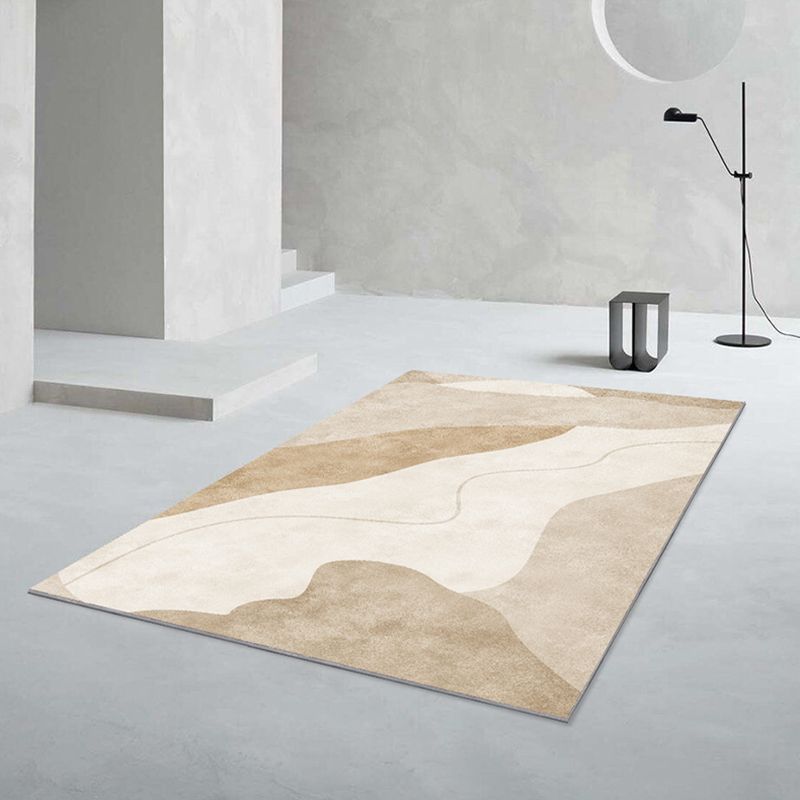 Light Brown Irregular Line Rug Polyester Simple Rug Washable Rug for Drawing Room