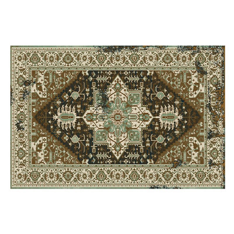 Vintage Rectangle Polyster Medallion Print Bedroom Area Rug Non-Slip Backing