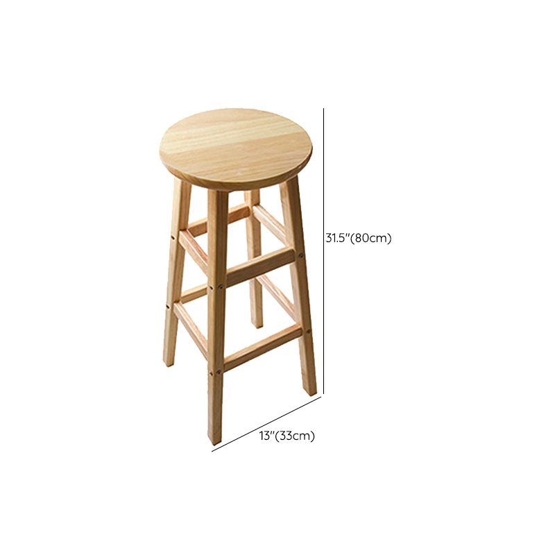 Light Wood Finish Counter & Bar Stools Modern Indoor Stools with 4 Legs